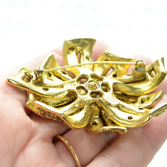 Vintage Kenneth Jay Lane KJL Crystal Flower Pin Brooch - Picture 6 of 6